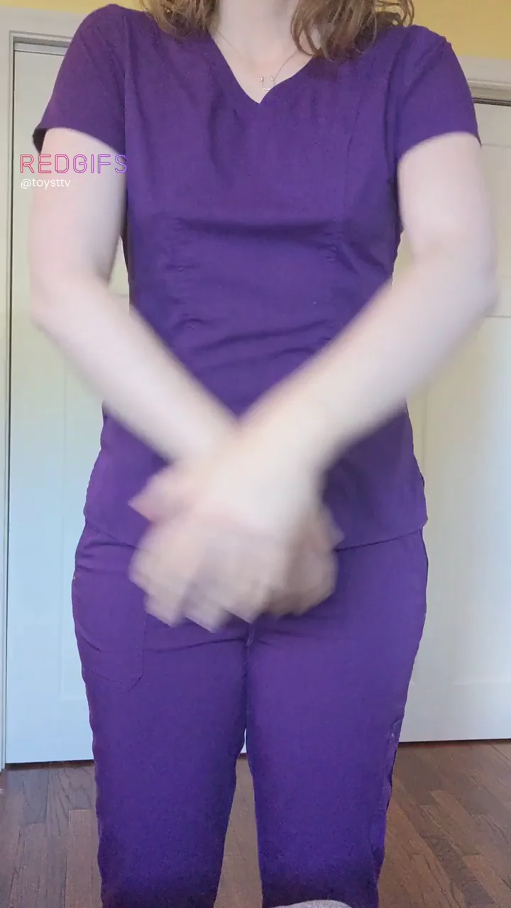 Perky Nurse Slut Teases Her Tiny Boobs in Scrubs 😈🍒
