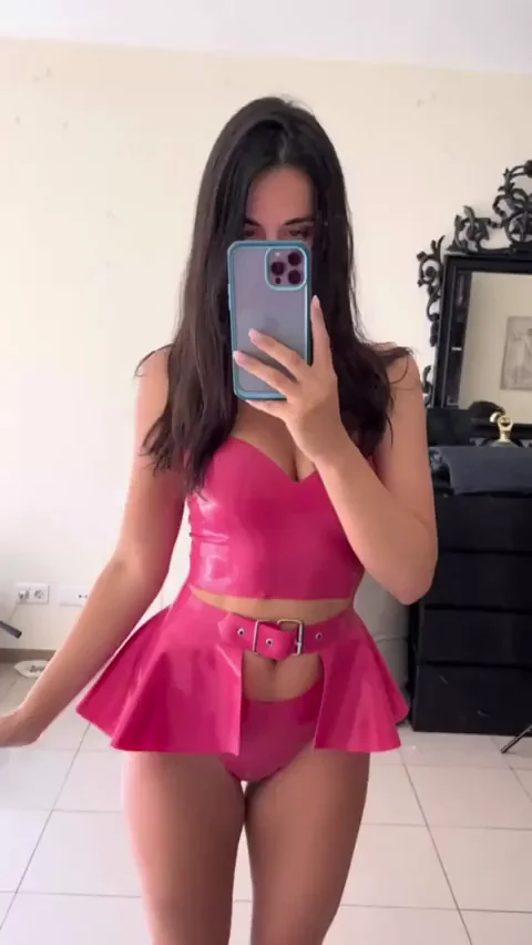 Pink Shiny Latex Tease: Does It Make My Slutty Curves Pop? 😈💖