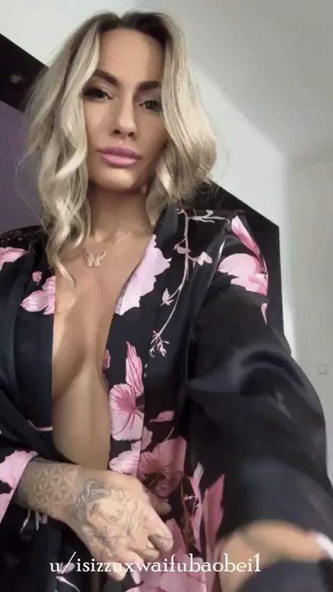 40yo Milf Flaunts Her Massive Tits in Silk Robe Tease