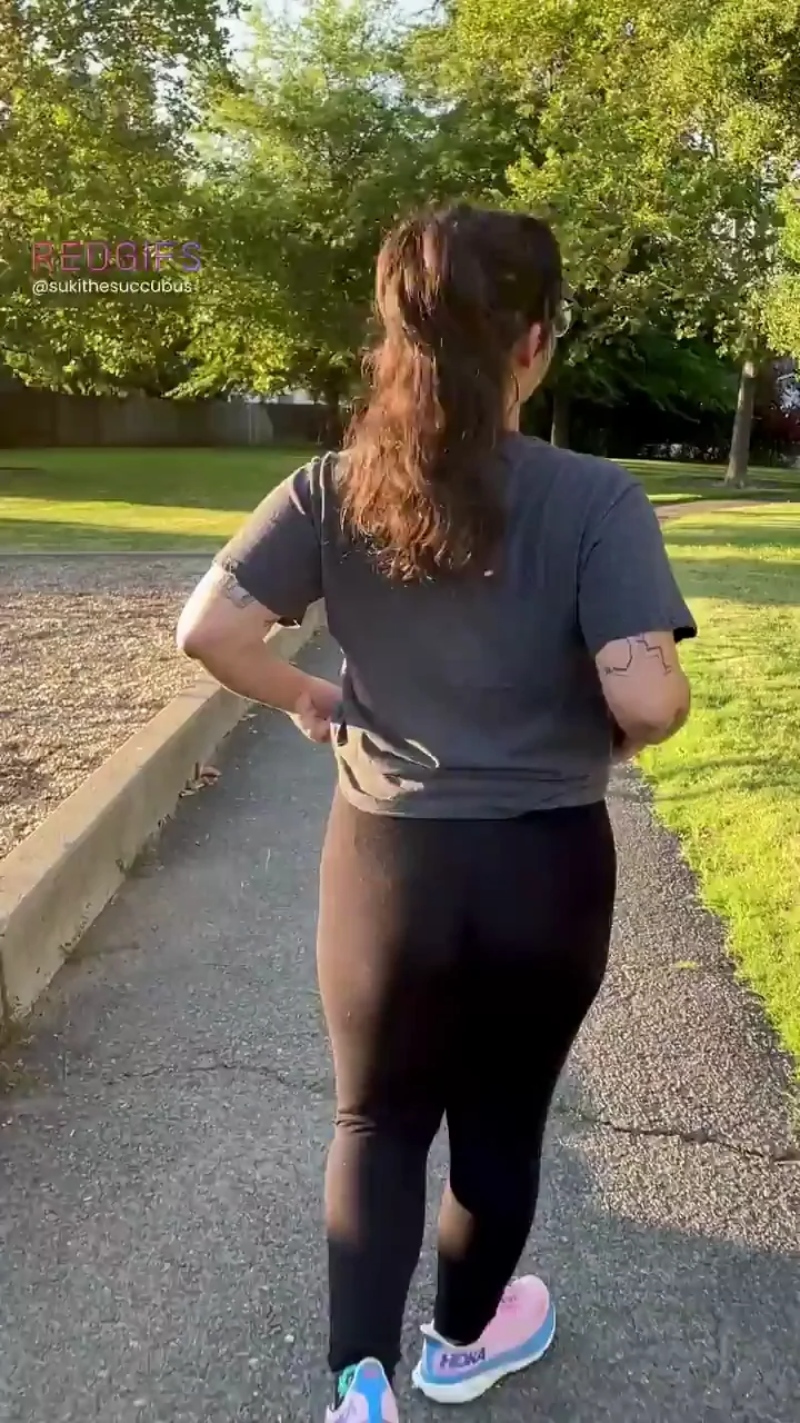 Park Slut's Tits Bouncing Wild on Long Walk