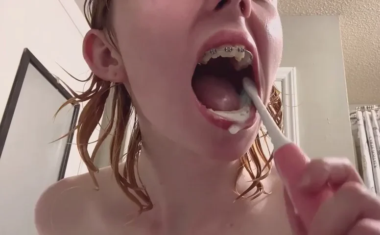 Braces Tease: Spoon & Brush Blow My Load Early, You Perv! 💕