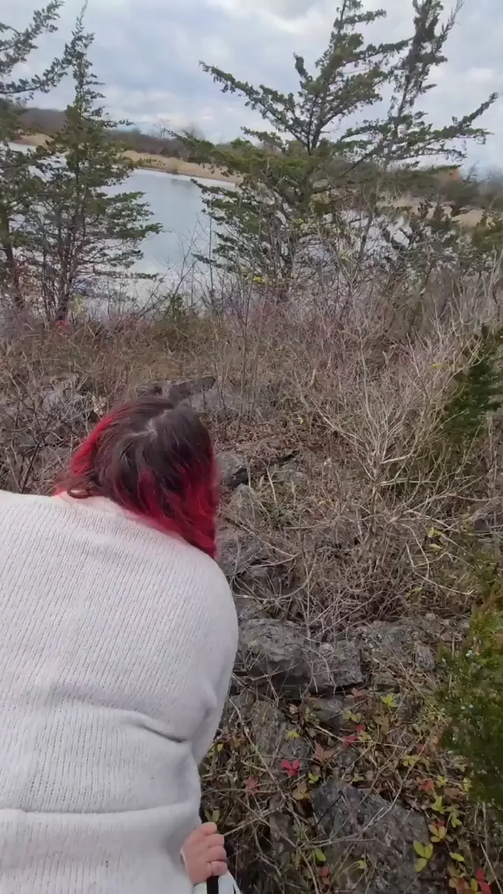 Filled her pussy at the start of our hike , now fucking it out at the end just to add another