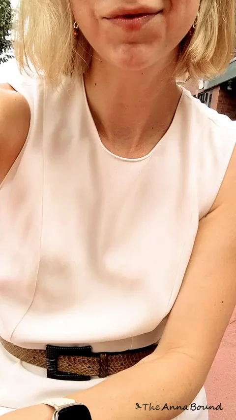 Stressed at Work? Blonde Slut Steps Out to Flash Her Lacy Pussy & Blow Off Steam 🔥💦 [GIF]
