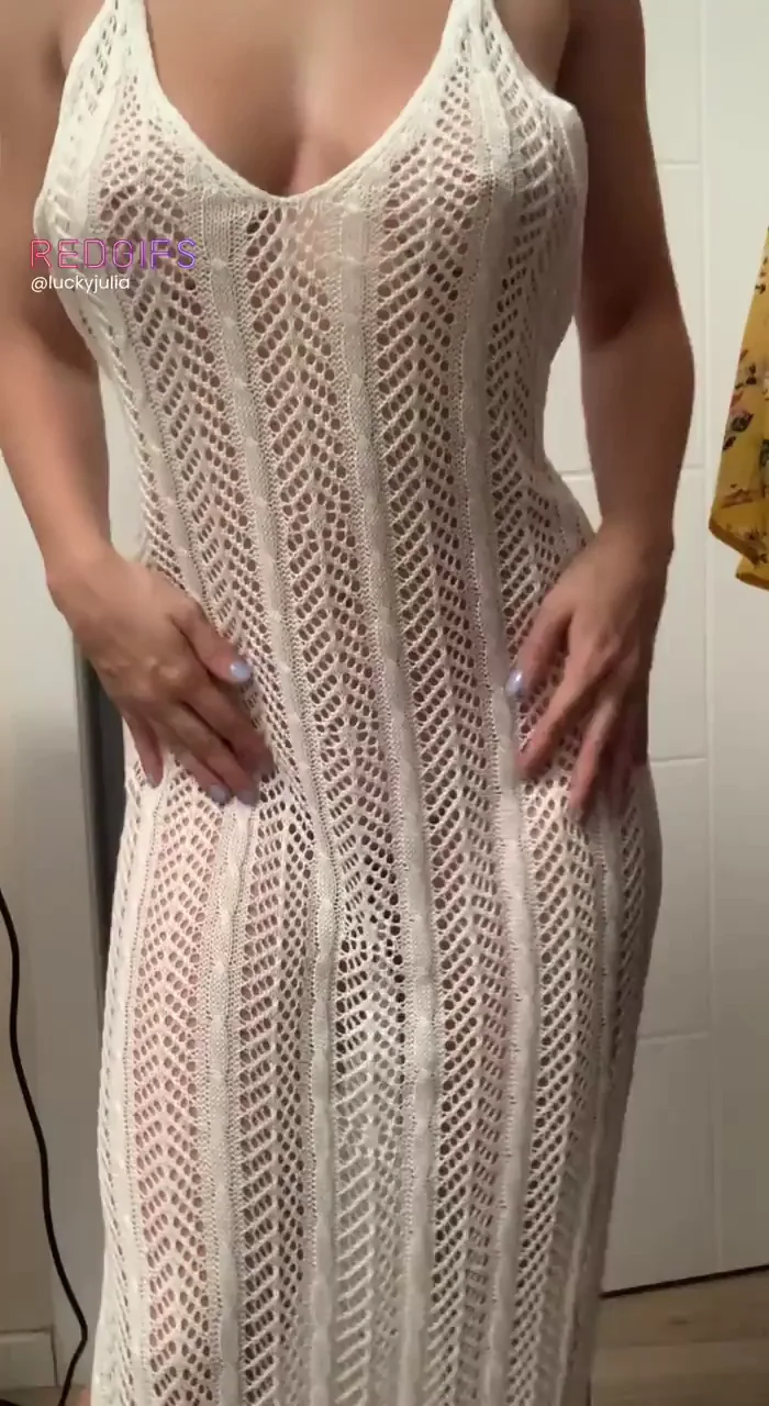 Nothing Under This Slutty Knit Dress 😏 Bare Tits & Pussy Tease