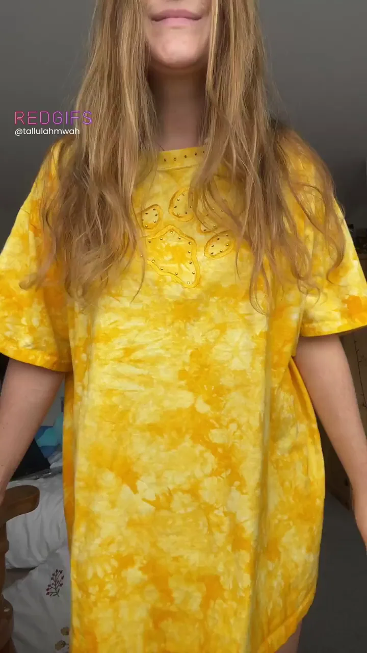 College Slut's Tie-Dye Tease: Oversized Shirt or Tiny Bralette Shorts?
