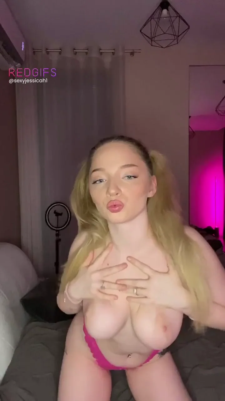 Pouty Blonde Tease Begs Your Cock to Stare at Her Juicy Tits