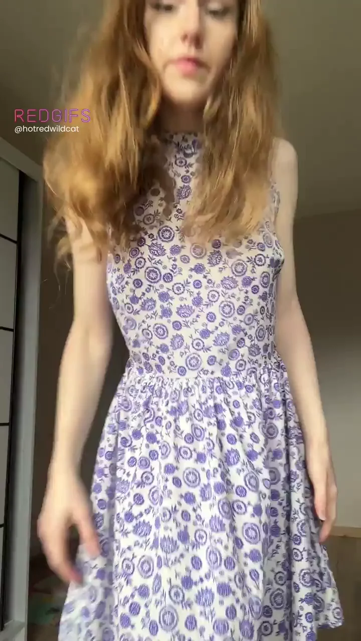 Bare Under the Floral Tease: Ginger Slut Drops the Dress 🥰