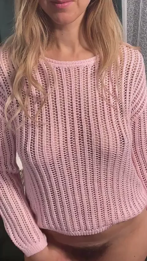 Hairy Mom's Pink Knit Tease Boner Special 🔥🍑