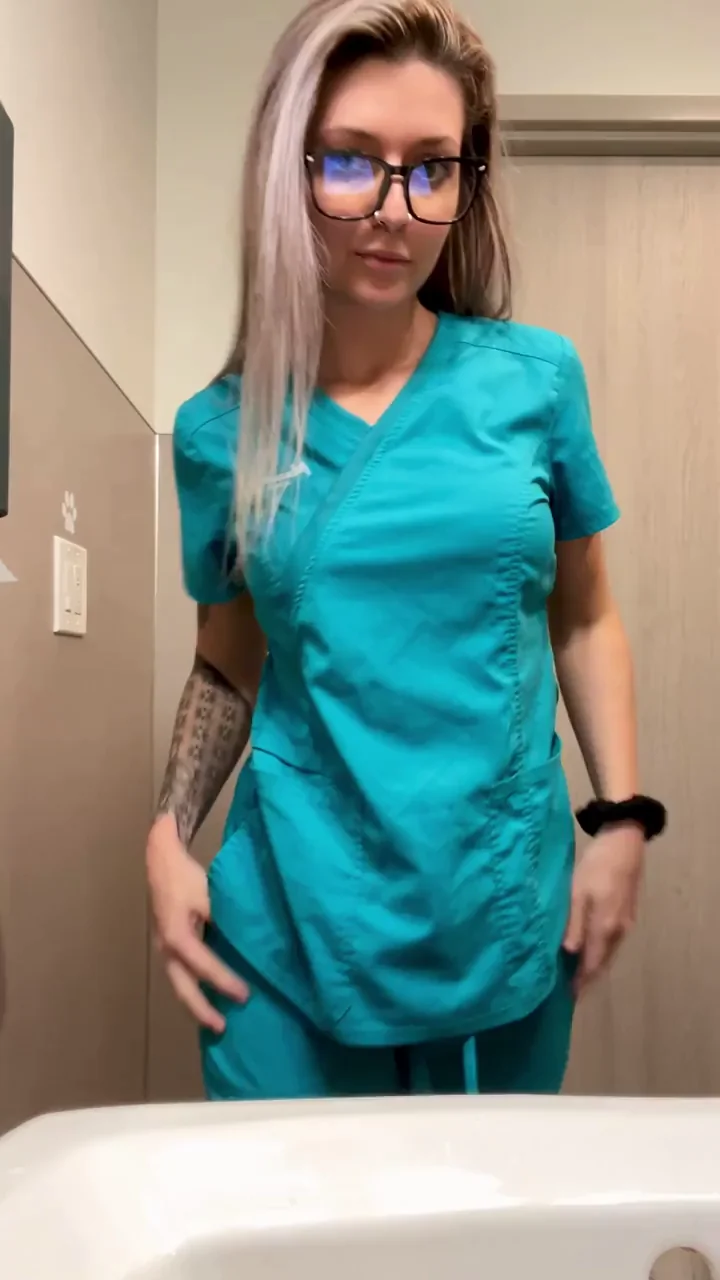 Naughty Nurse in Scrubs Teases Her Perky Tits & Tattos 😈👩‍⚕️💦