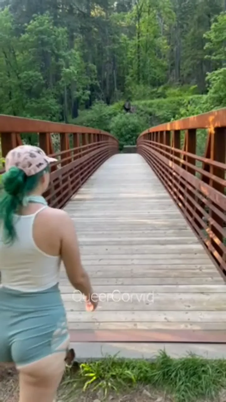Flashing during a hike last summer, can't wait for warm weather [gif]