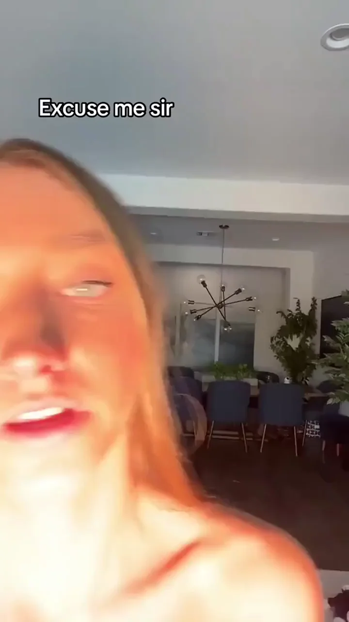 Naughty TikTok Slut Begs 'Excuse Me Sir' with Bare Tits Out
