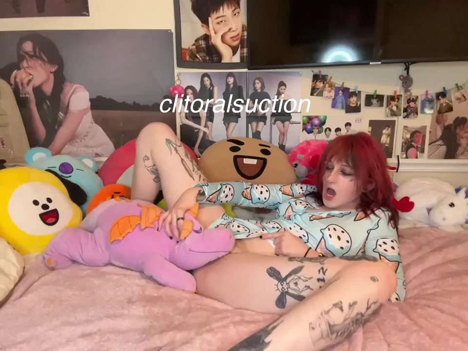 Redhead Slut's Stuffed Toy Throne: Face-Sit Me Now!