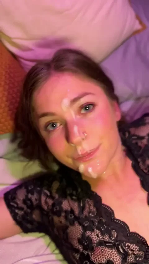 I just can’t resist showing off your cum on my face