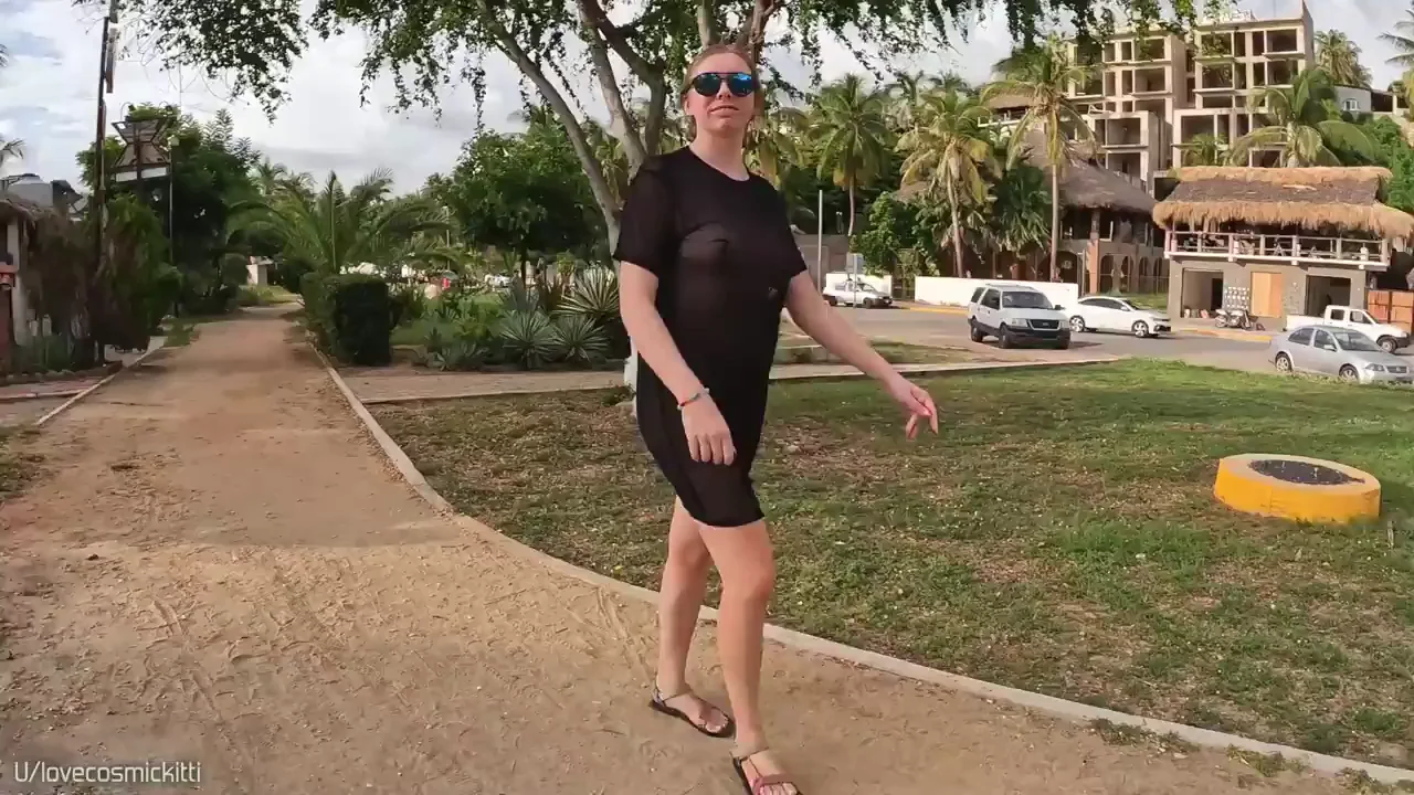 Flaunting my sheer dress around town, would you talk to me?