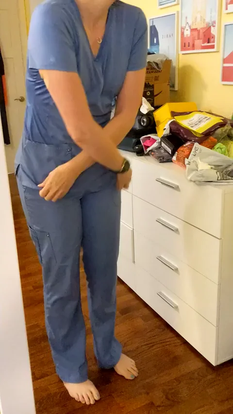 Nurse Slut Ditches Scrubs for Bare Tits & Thong Tease