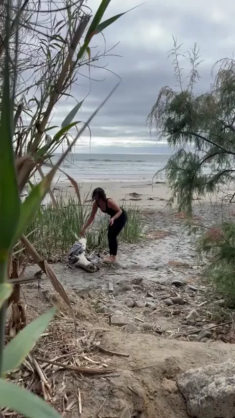 Getting undressed on the beach