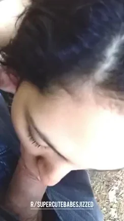 Outdoor Latina Cutie Slurps Thick BF Cock in the Dirt!