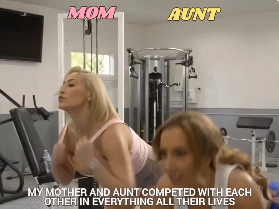 Caught in Mom & Aunt's Steamy Workout Feud - Son's Thick Cock Joins the Sweat