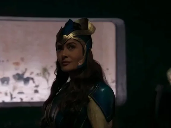 Salma Hayek's Epic Viking Queen Costume Tease 🔥👑