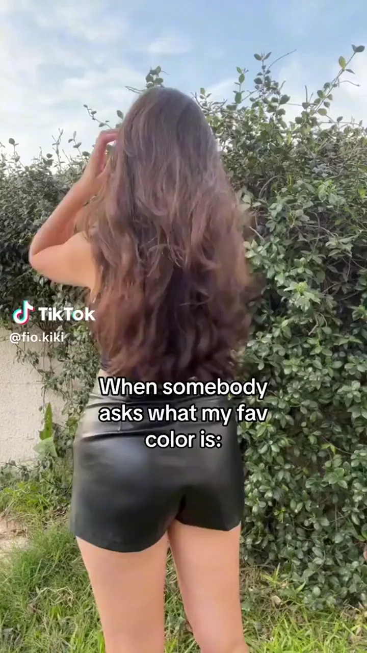 Ebony TikTok Slut's Shiny Black Leather Ass Tease