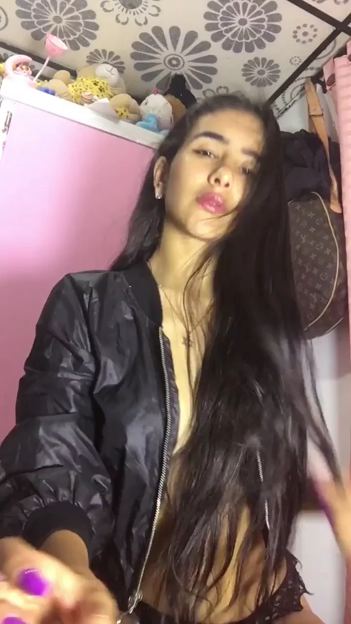 Insecure Slut Teases Her Tiny Tits in Leather Jacket