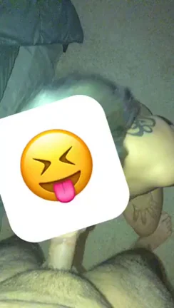 Tattooed Amateur Slut Teases Thick Cock with Drooling Emojis