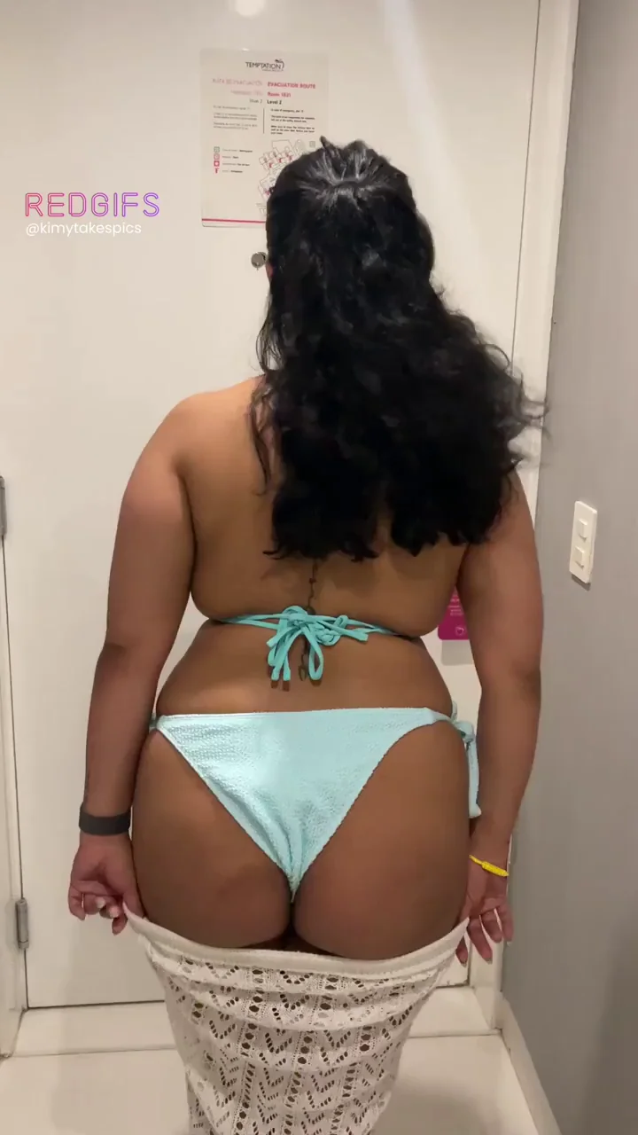 Spank-Worthy Bubble Butt Tease in Teeny Turquoise Thong