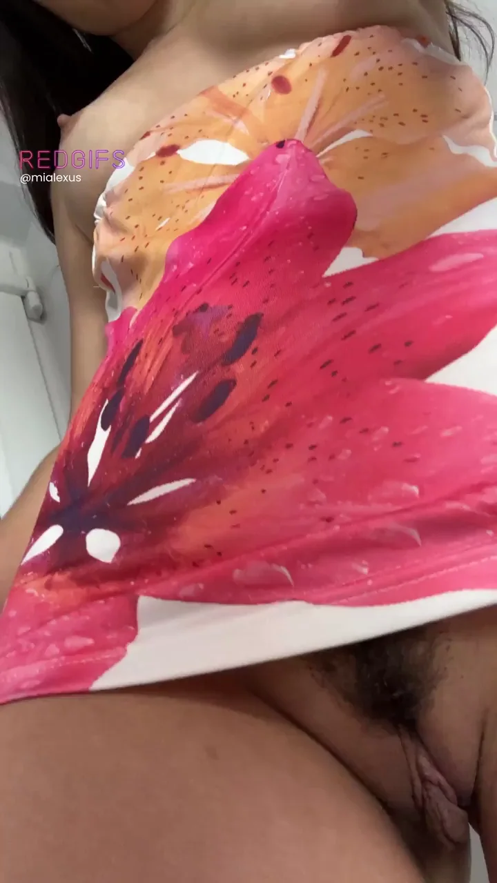 Wild Slut Teases Her Bushy Pussy No Panties