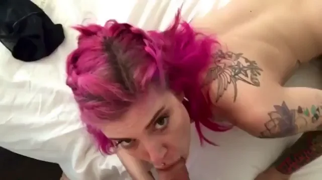 Pink-Haired Slut Sucks Cock POV 💖🍆💦