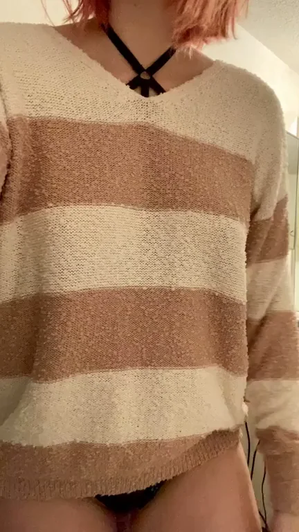 Chunky Sweater Tease: Hiding Perky Tits No More