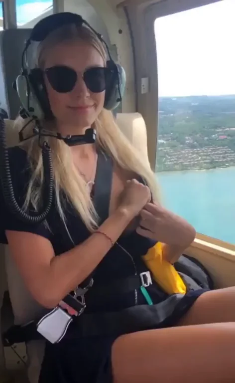 Blonde Bombshell's Sky-High Cleavage Tease in Chopper