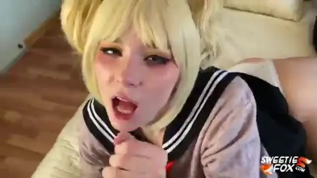 Slutty Toga Himiko Cosplay: Amateur Blonde Bunny Girl Gags on Thick Cock