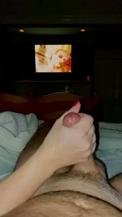 Wife said to lay down... put on some porn and I’ll give you a handjob till I drain your cum. Ok! (F)(M)(OC)
