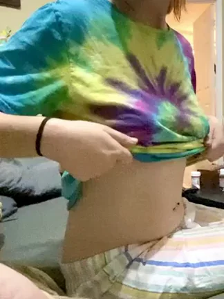 Casual Tie-Dye Titty Drop Tease in Diaper