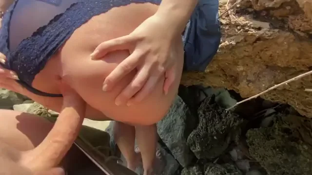Beach Slut Mom's Massive Tits Drenched in Public Cum Blast