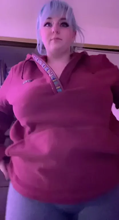 Blue-Haired BBW Goth GF's Massive Titty Drop Tease