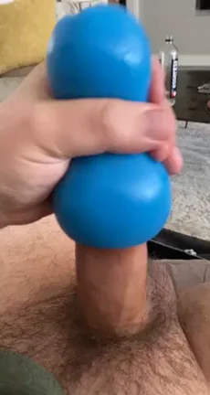 Milking this big thick cock with my toy