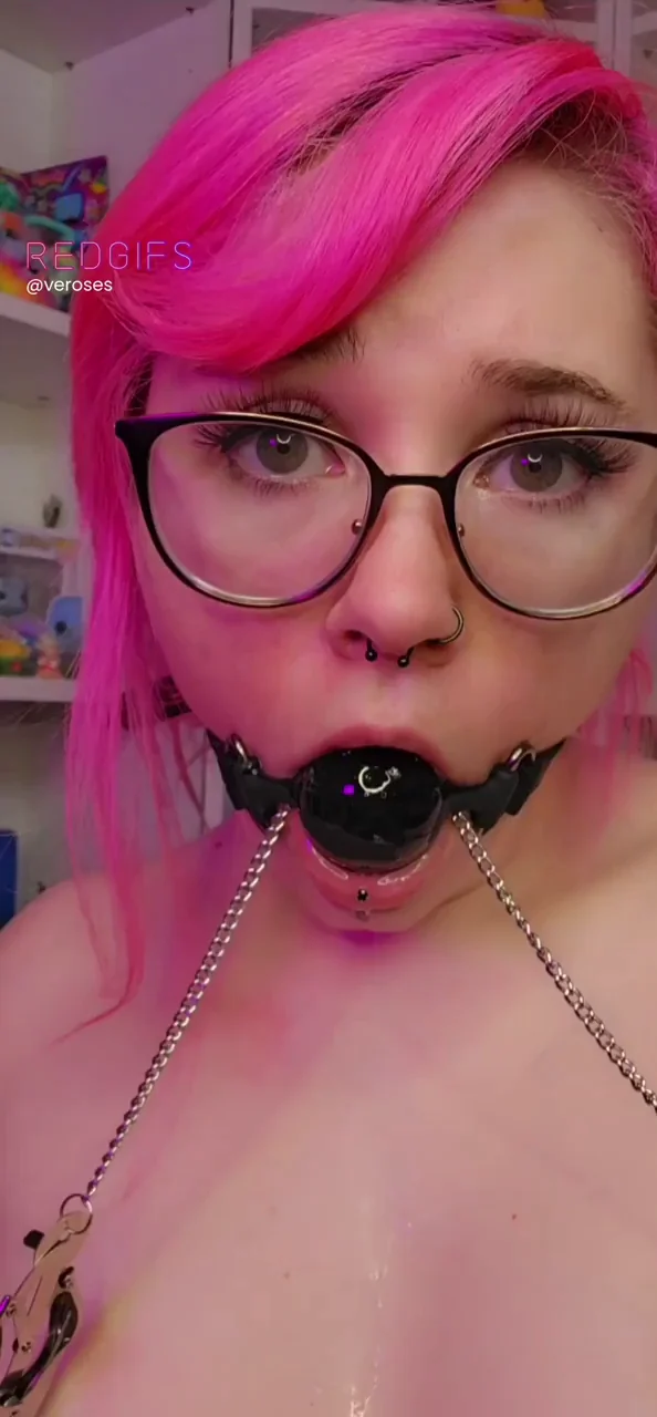 Penis gag and nipple clamp for a good time [f]