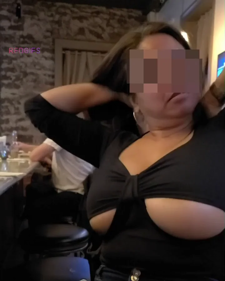 My bar and sidewalk flashing fuckdoll boobies