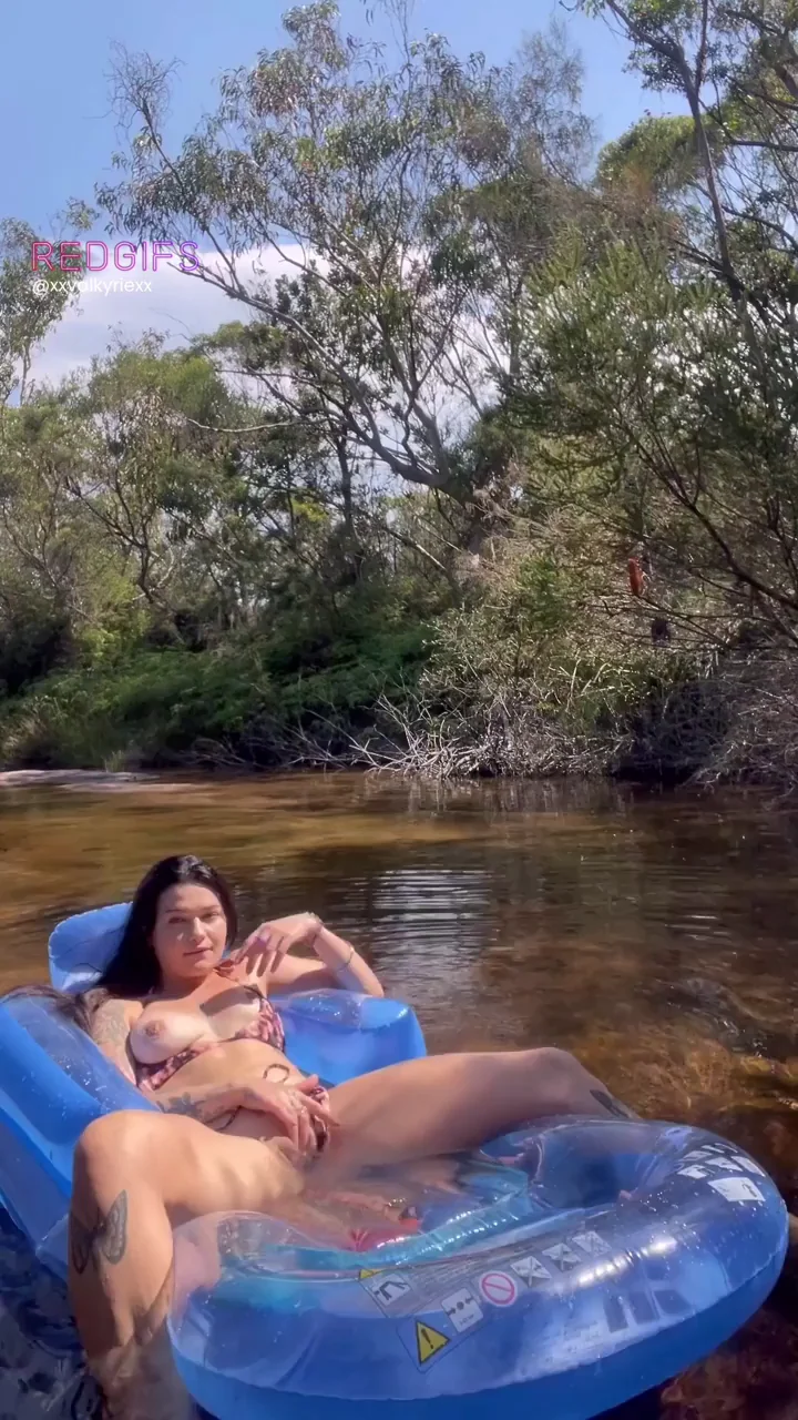 Floating and relaxing at the waterfall