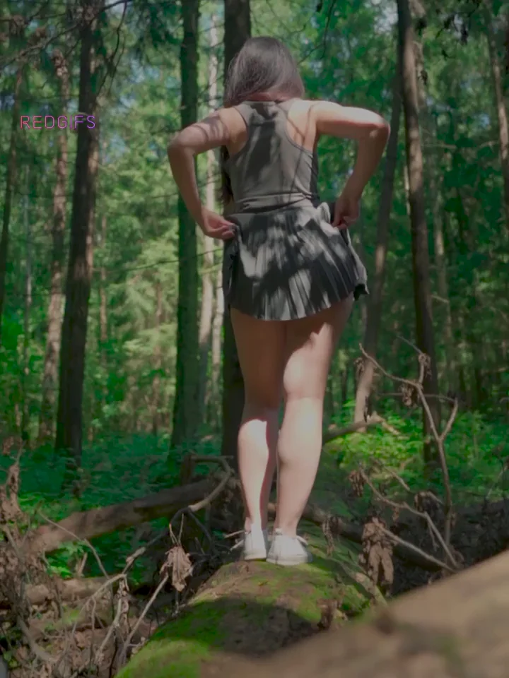 Showed her pussy to everyone who walked along the path