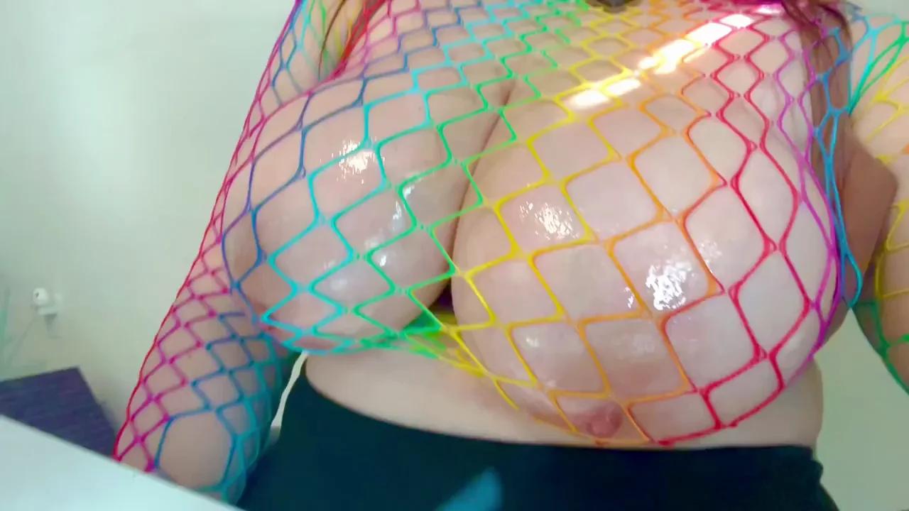 Shaking My Massive Tits in Shiny Fishnet for Online Tips