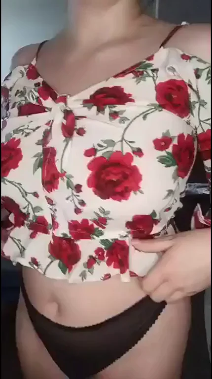 🌹 Rose-Print Titty Drop Tease! Check My Slutty OnlyFans 🔥