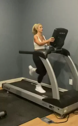 Gym's Open: Blonde Babe's Tits Bounce Wild on Treadmill