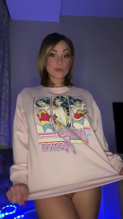Russian Wonder Woman Strips Off Her Hoodie for Tits and Pussy Tease