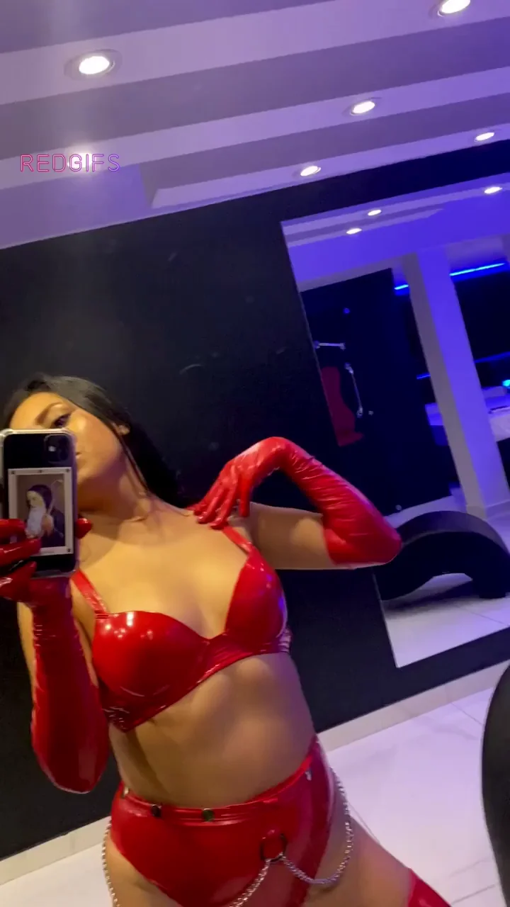 How Do I Look in This Shiny Red Latex? 😈🔥