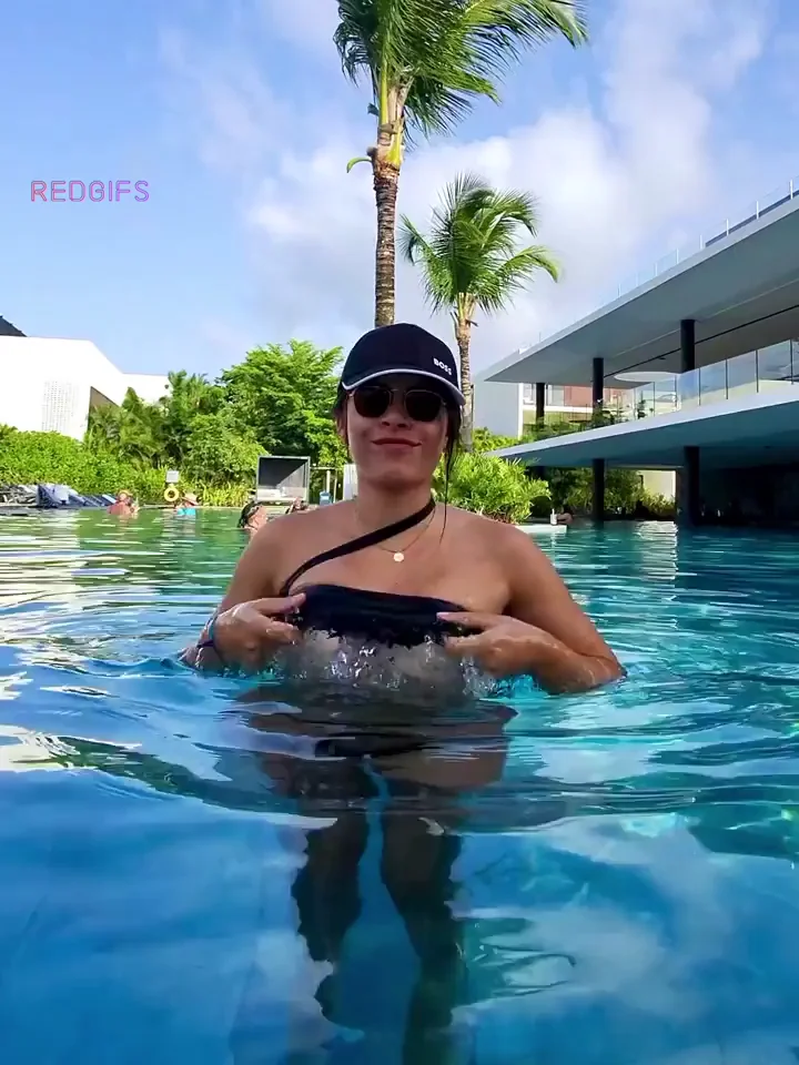 Playing in the resort pool