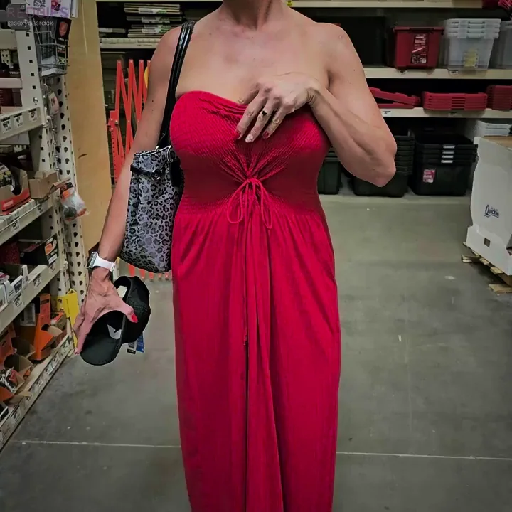 Hardware Aisle Hunt Turns into Hot Red Dress Flash 😏🔥