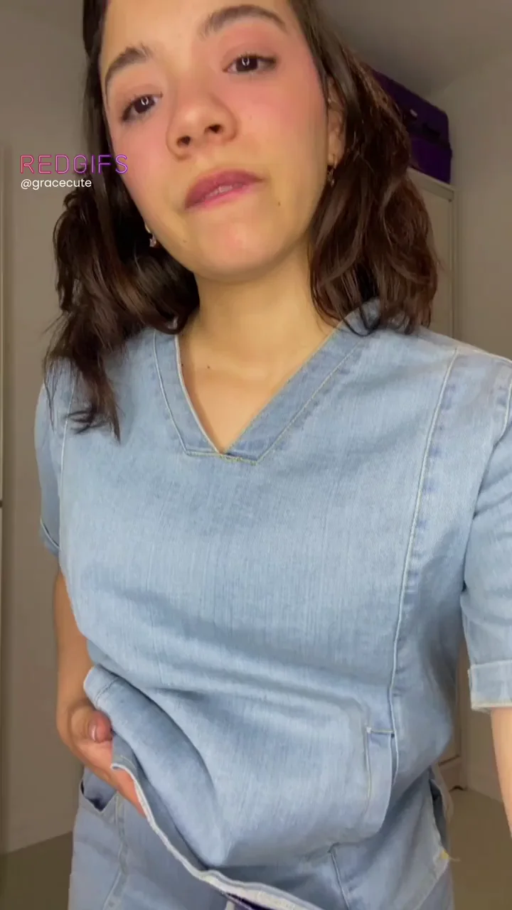 Nurse Slut's Shift-End Tit Tease: Scrubs Off, Tits Out Before Heading Home