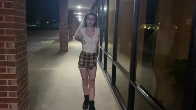 Oops! Public Flash & Titty Tease in Schoolgirl Skirt 😈🍑